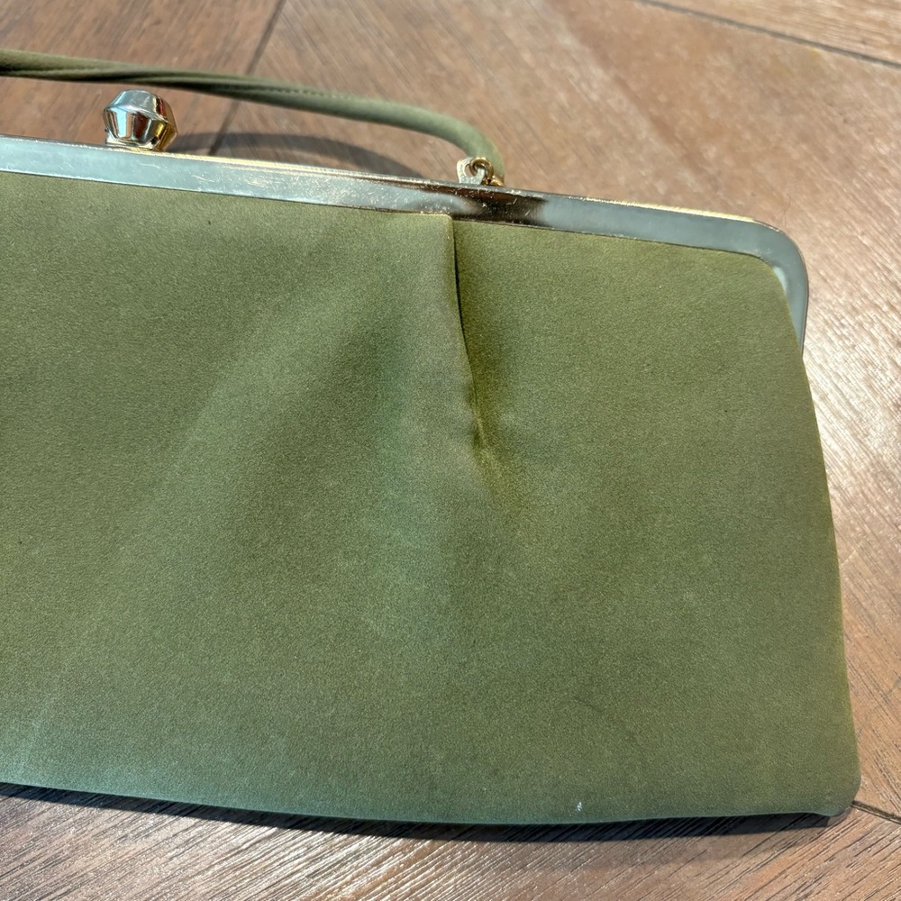 Andé Vintage Handbag Women’s Small Olive Green Evening Clutch Purse Formal - Picture 8 of 10